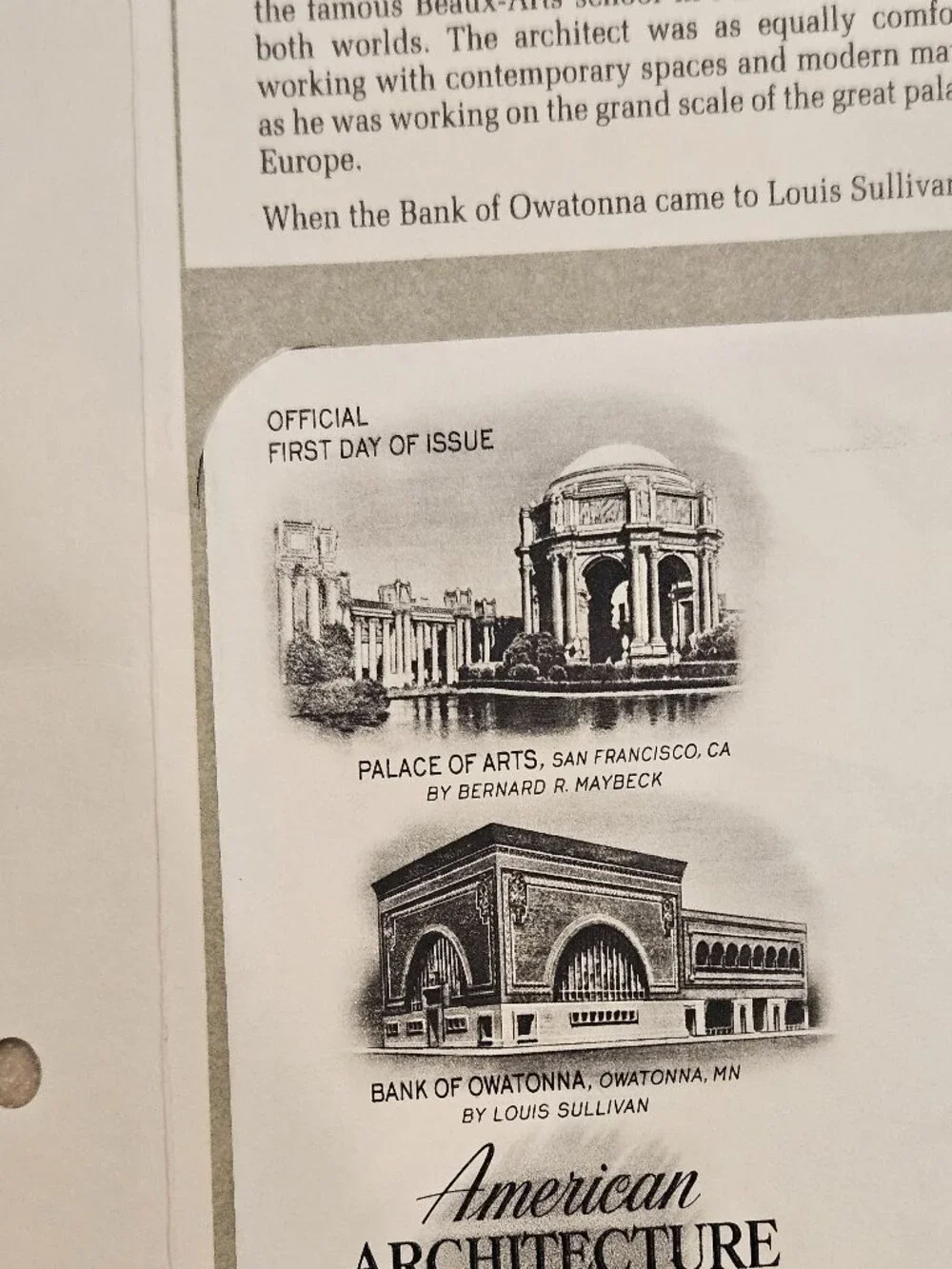 RARE COLLECTIBLE USPS 1ST DAY ISSUE AMERICAN ARCHITECTURE PALACE OF ARTS STAMP